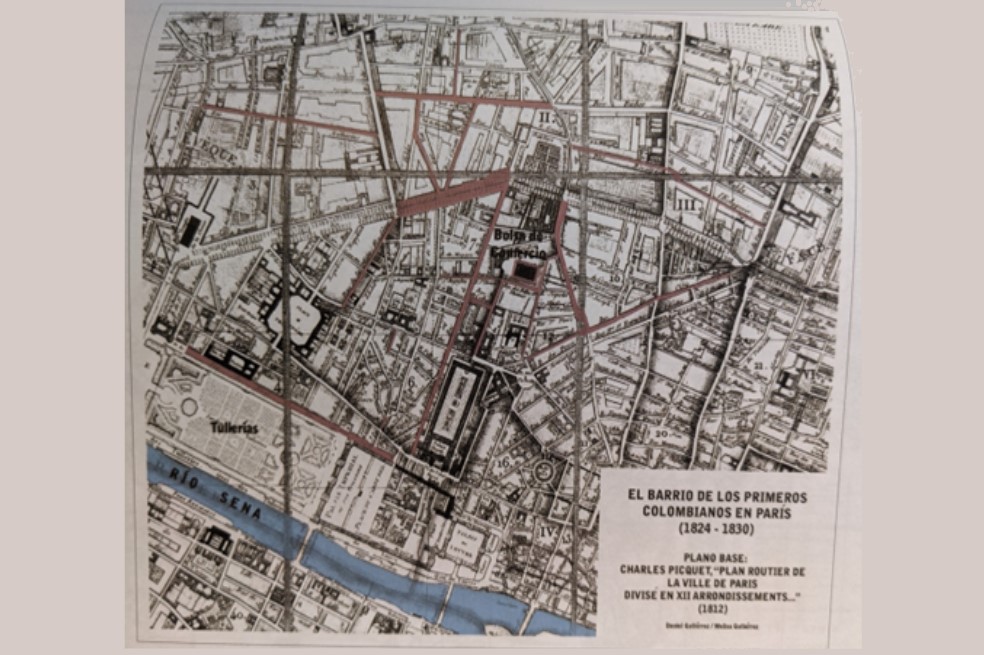 Barrio de los primeros colombianos en París. Realizado por Daniel Gutiérrez Ardila, El reconocimiento de Colombia.