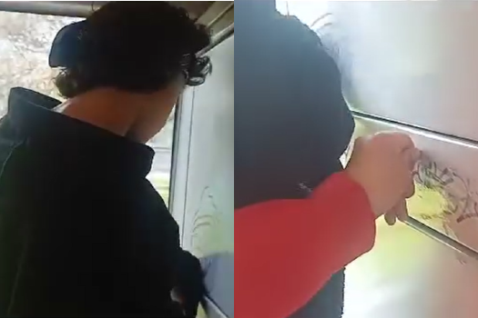 “¿Qué necesidad había?”: ponen a jóvenes a limpiar grafitis, que pintaron en un TM