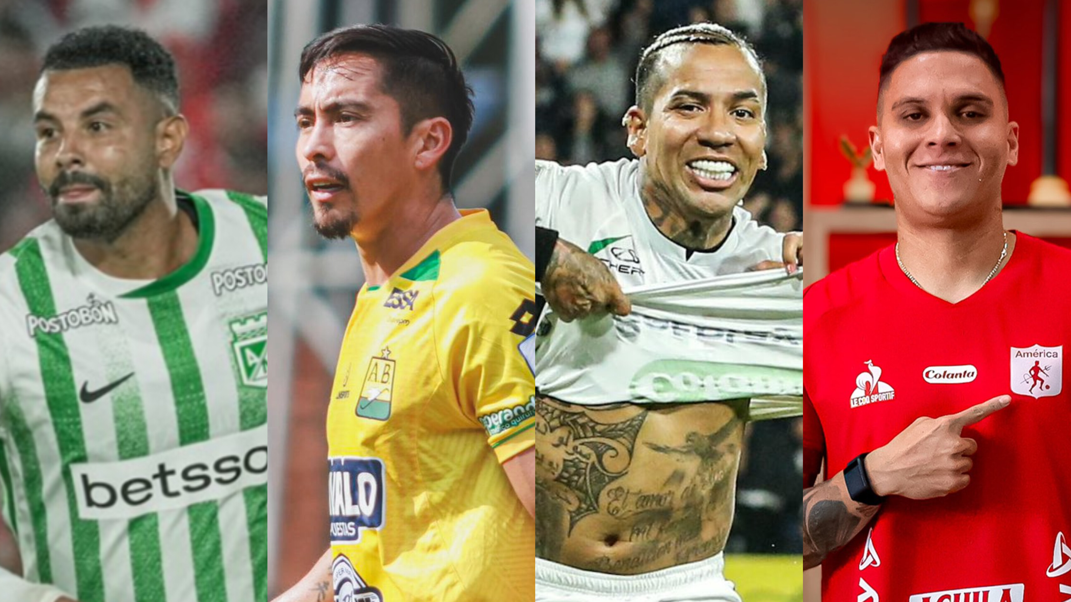 Edwin Cardona de Atlético Nacional, Fabián Sambueza de Atlético Bucaramanga, Dayro Moreno de Once Caldas y Juan Fernando Quintero de América de Cali.