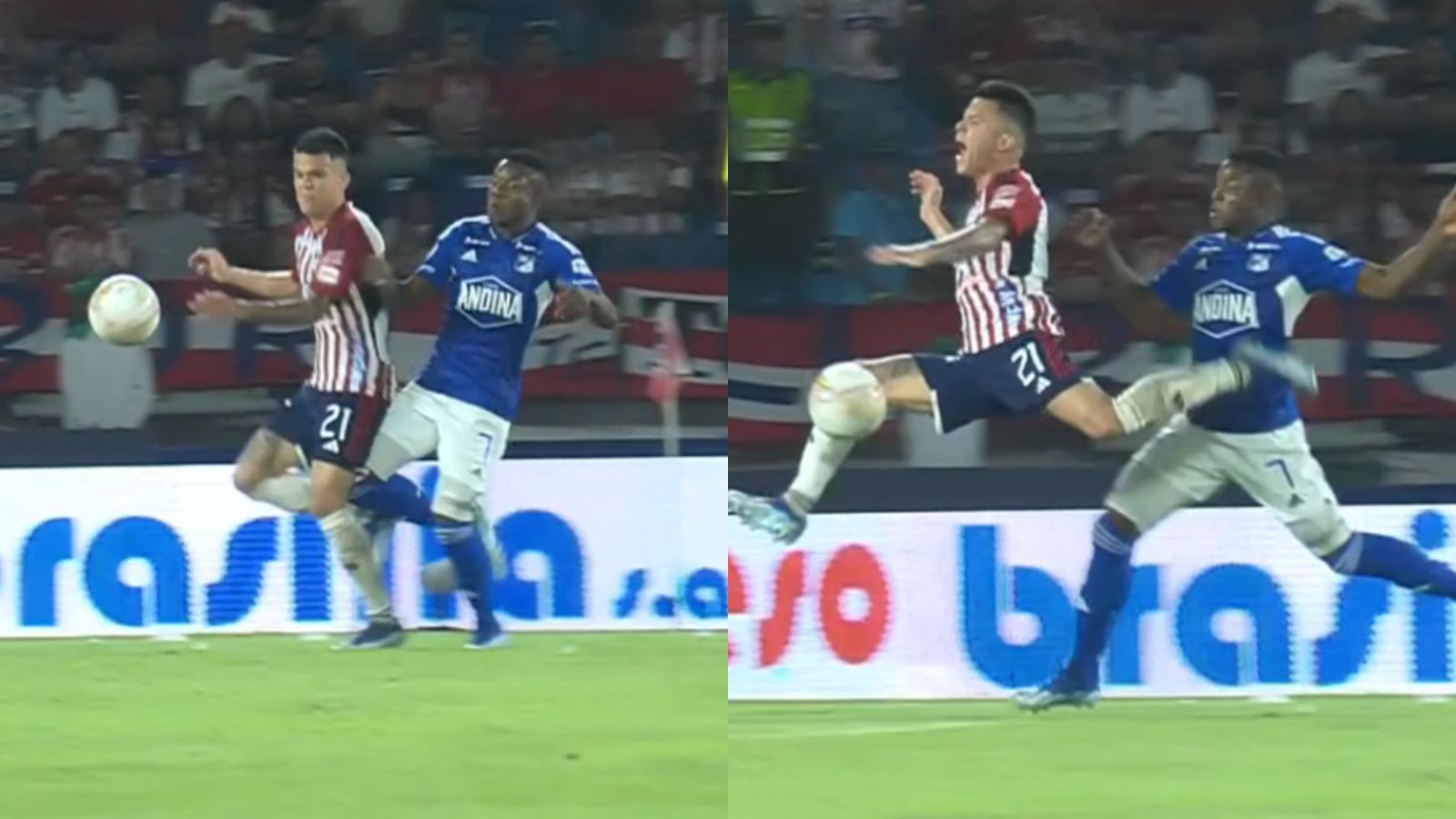 ¿Era penalti? Polémica en el triunfo de Junior frente a Millonarios en la Superliga