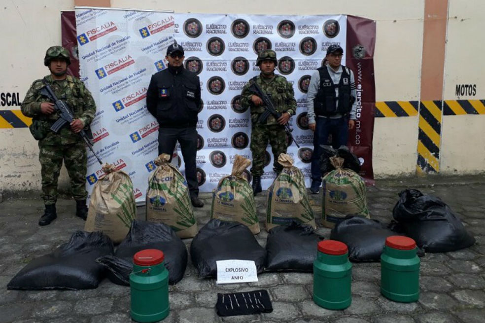 Hallan en Nariño explosivos para fabricar 4.000 minas antipersonales