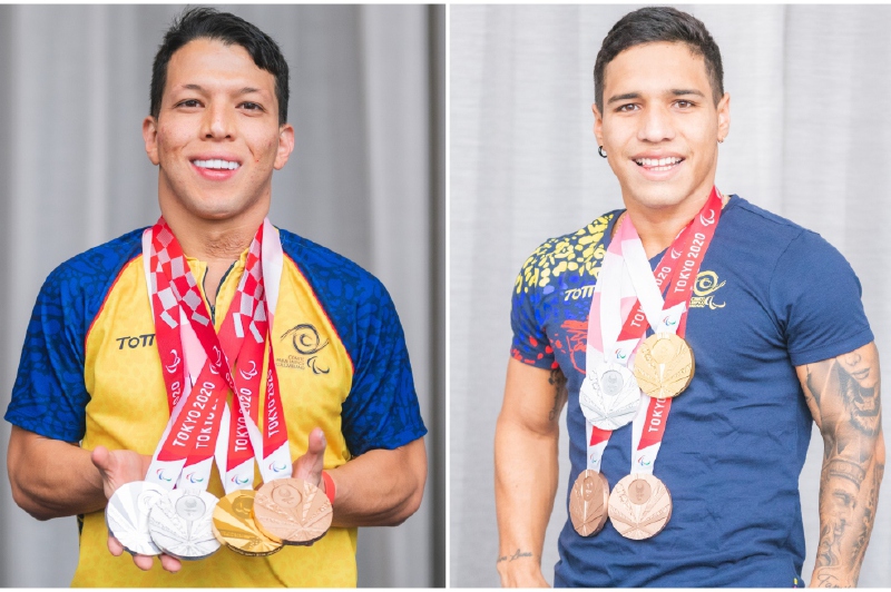 Nelson Crispín y Carlos Daniel Serrano ganaron cuatro medallas en Tokio 2021 y completaron siete cada uno en Juegos Paralímpicos. / Mindeporte