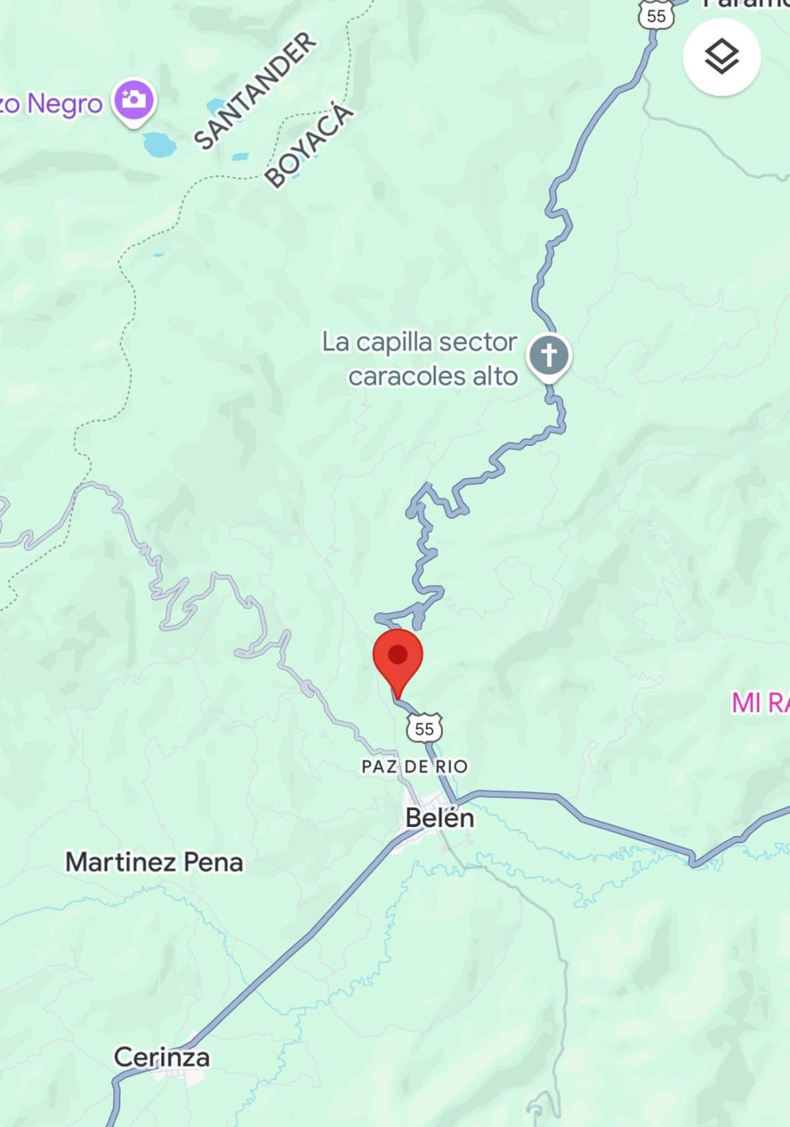 Punto del accidente del esquema de seguridad de Germán Vargas Lleras en Boyacá