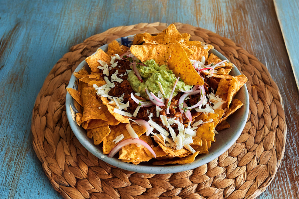 Nachos con carne BBQ