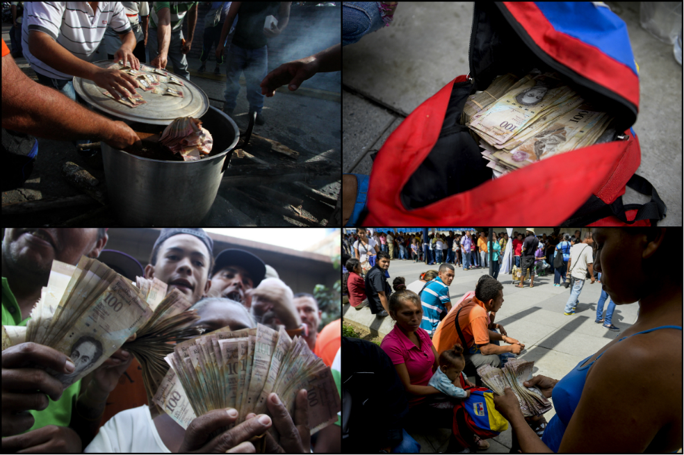 Imágenes: venezolanos “encartados” con billetes de 100 protestan por la falta de bolívares