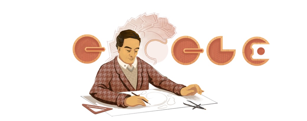 El doodle, hecho por la ilustradora Alissa Winans, conmemora el aniversario número 92 del nacimiento de Rogelio Salmona.