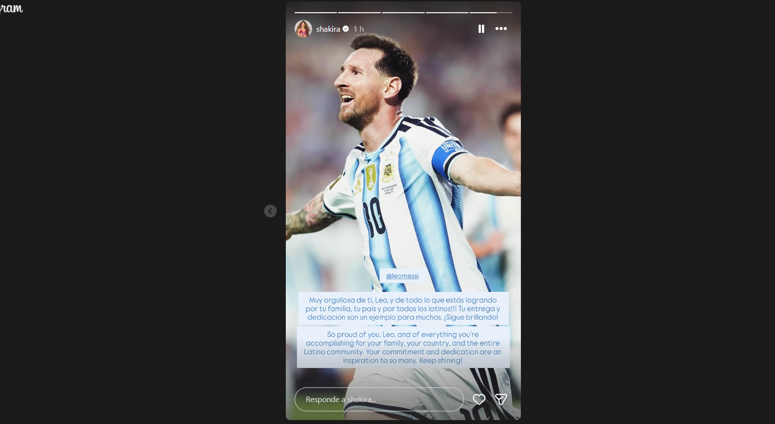 Shakira sorprendió a Lionel Messi con emotivo mensaje luego del partido Argentina - Austria