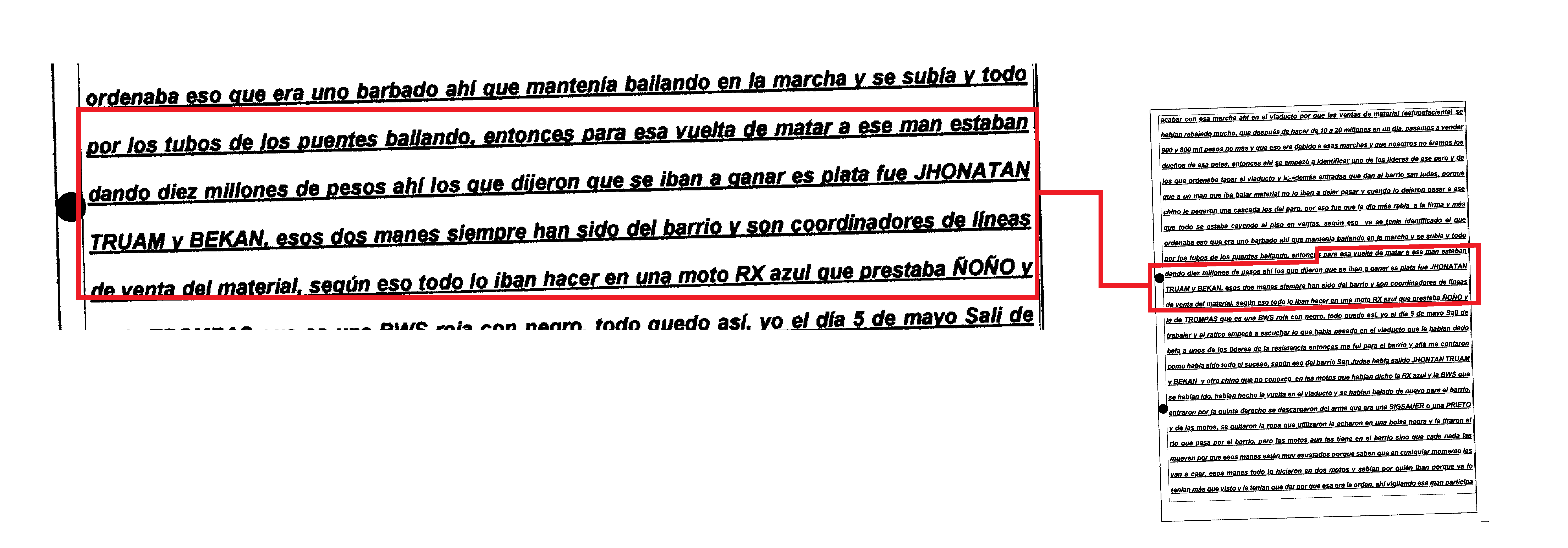 Declaración rendida por un informante el 9 de mayo de 2021.