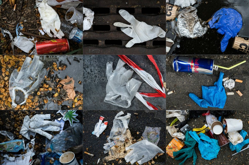En las calles de Paris (Francia) se ha vuelto habitual ver guantes y tapabocas tirados.