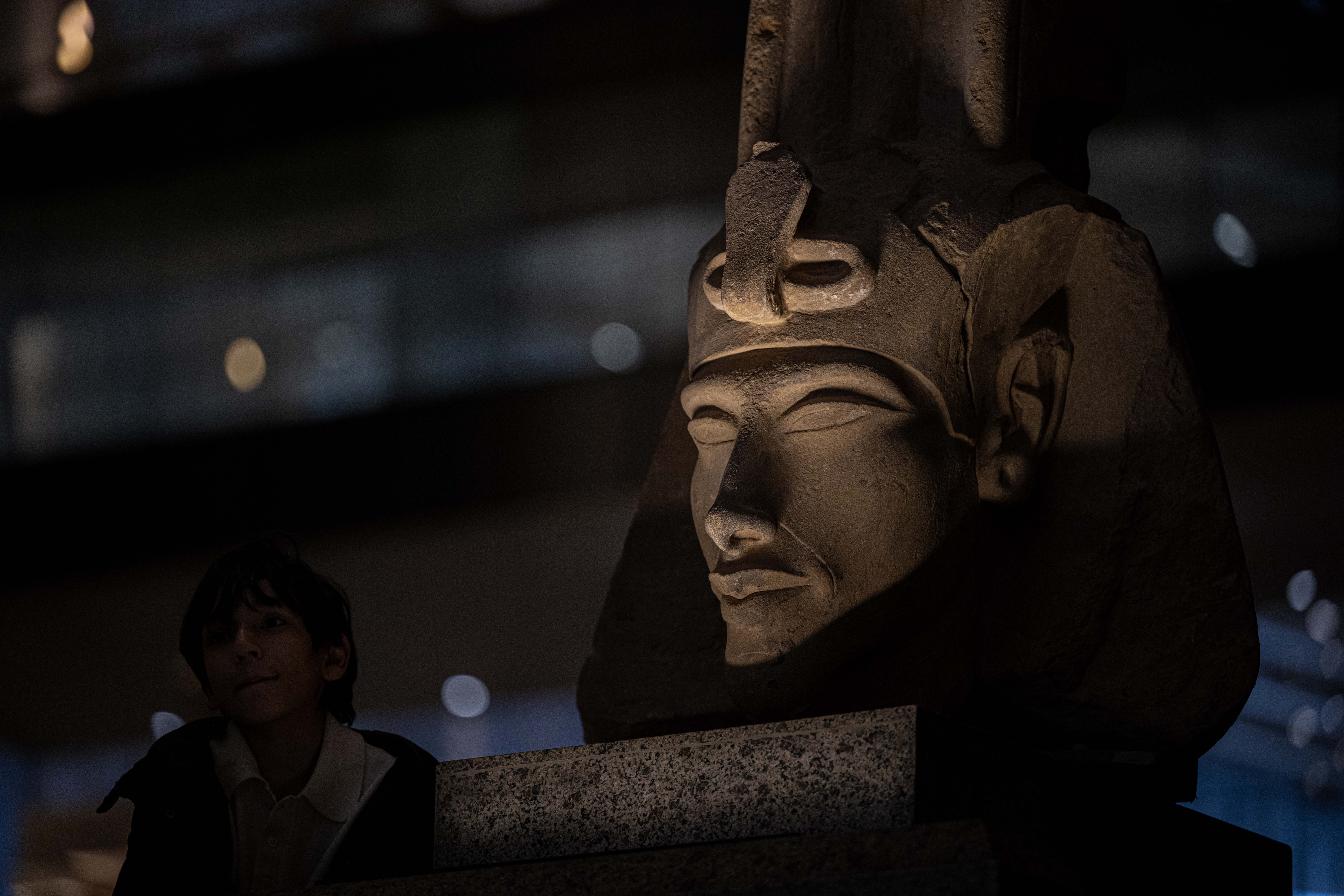 A visitor tours the Grand Egyptian Museum, in Giza on the southwestern outskirts of the capital Cairo on February 7, 2025, set to open fully on July 3, following a partial opening in October.