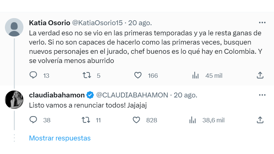 Claudia Bahamón y su enojo por críticas a ‘MasterChef Celebrity’: “Tengan empatía”