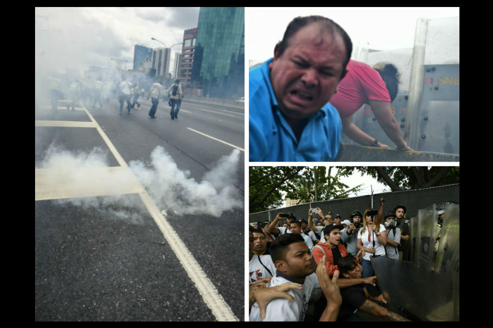 Enfrentamientos entre la Policía y manifestantes a favor del referendo revocatorio en Venezuela