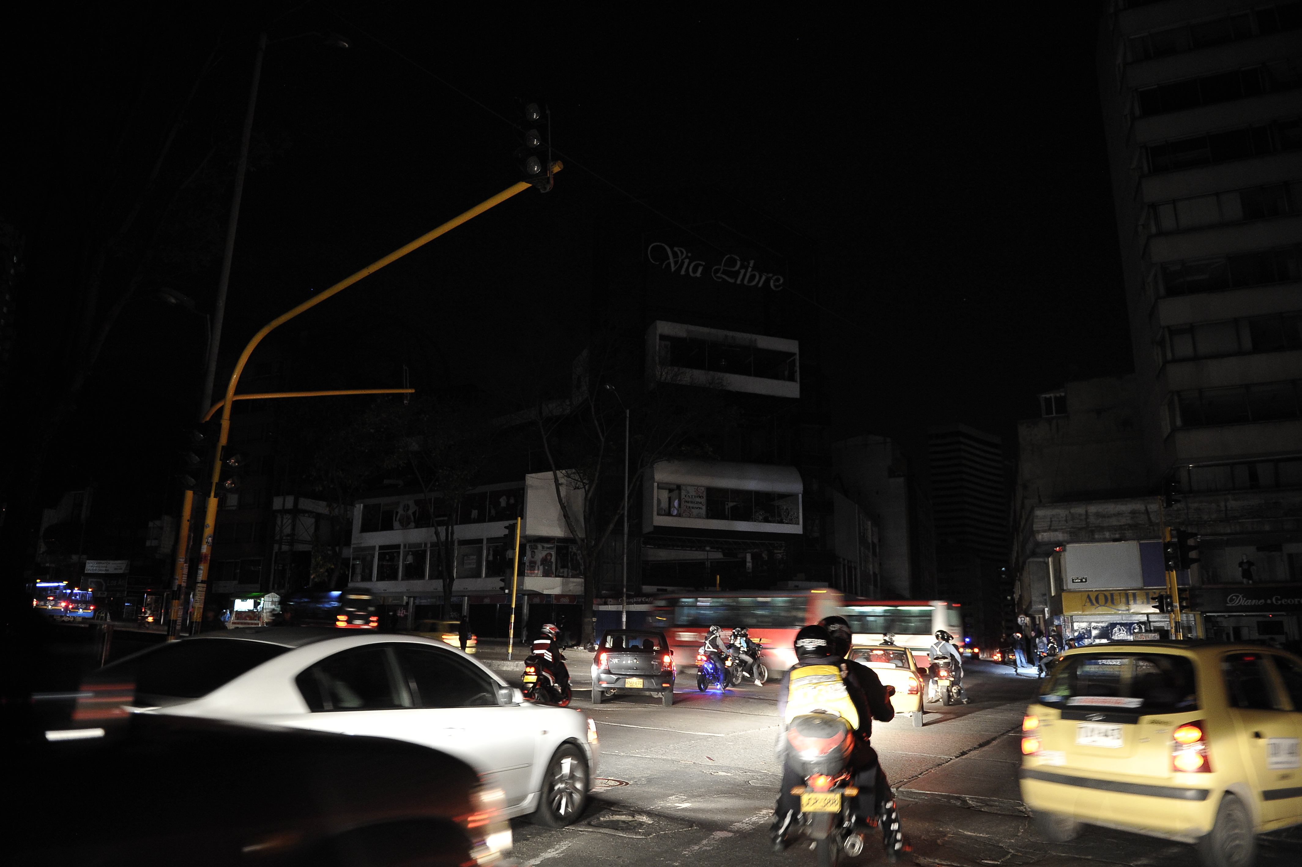 Apagón eléctrico en el centro de Bogotá.