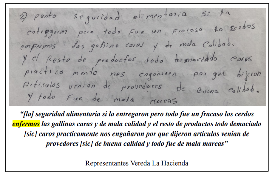 Testimonio de Representantes Vereda La Hacienda.