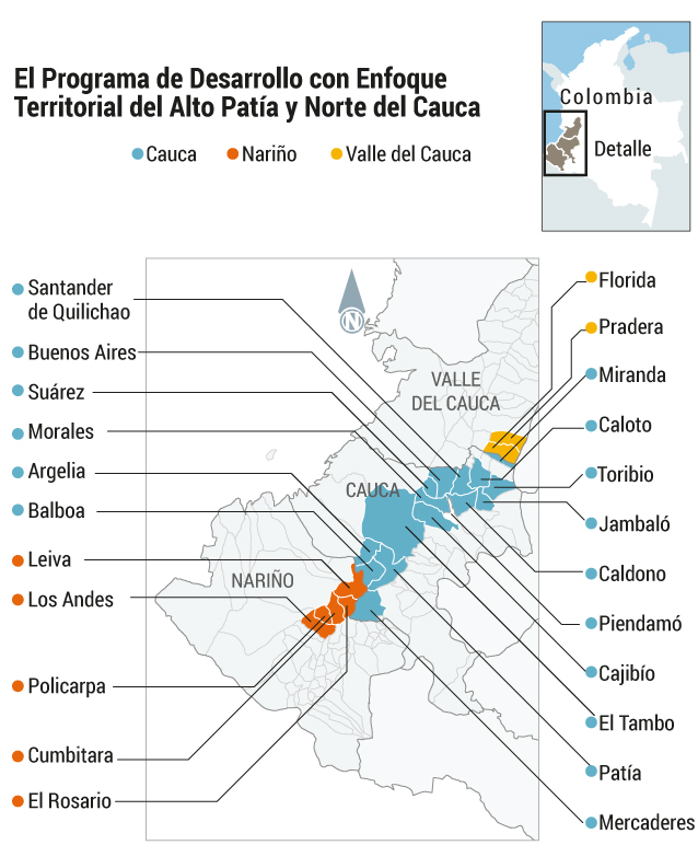 El Programa de Desarrollo con Enfoque Territorial del Alto Patía y Norte del Cauca es el más grande del país, con 24 municipios de tres departamentos.