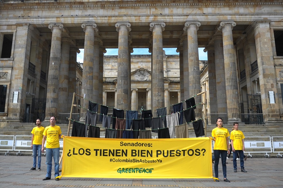 Greenpeace pide a Congreso colombiano aprobar ley contra el uso del asbesto
