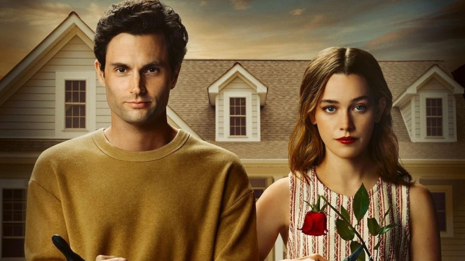 Penn Badgley y Victoria Pedretti