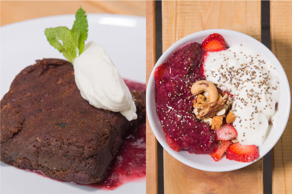 Postres saludables: brownie de calabacín y festival de frutos rojos