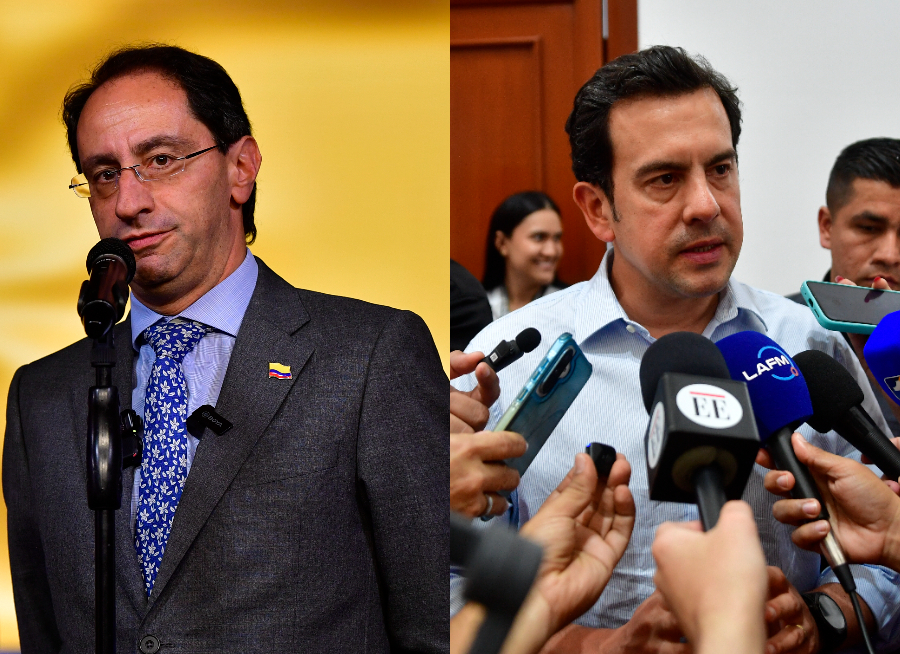 Vicepresidente José Manuel Restrepo y ministro del Interior, Rodrigo Lara.