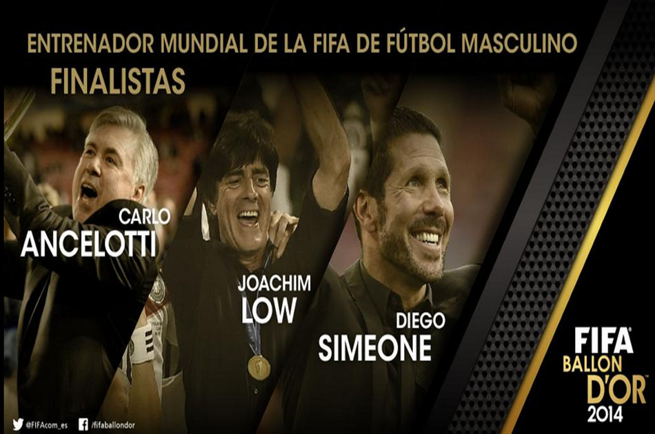 Ancelotti, Löw y Simeone, finalistas en premio a mejor entrenador
