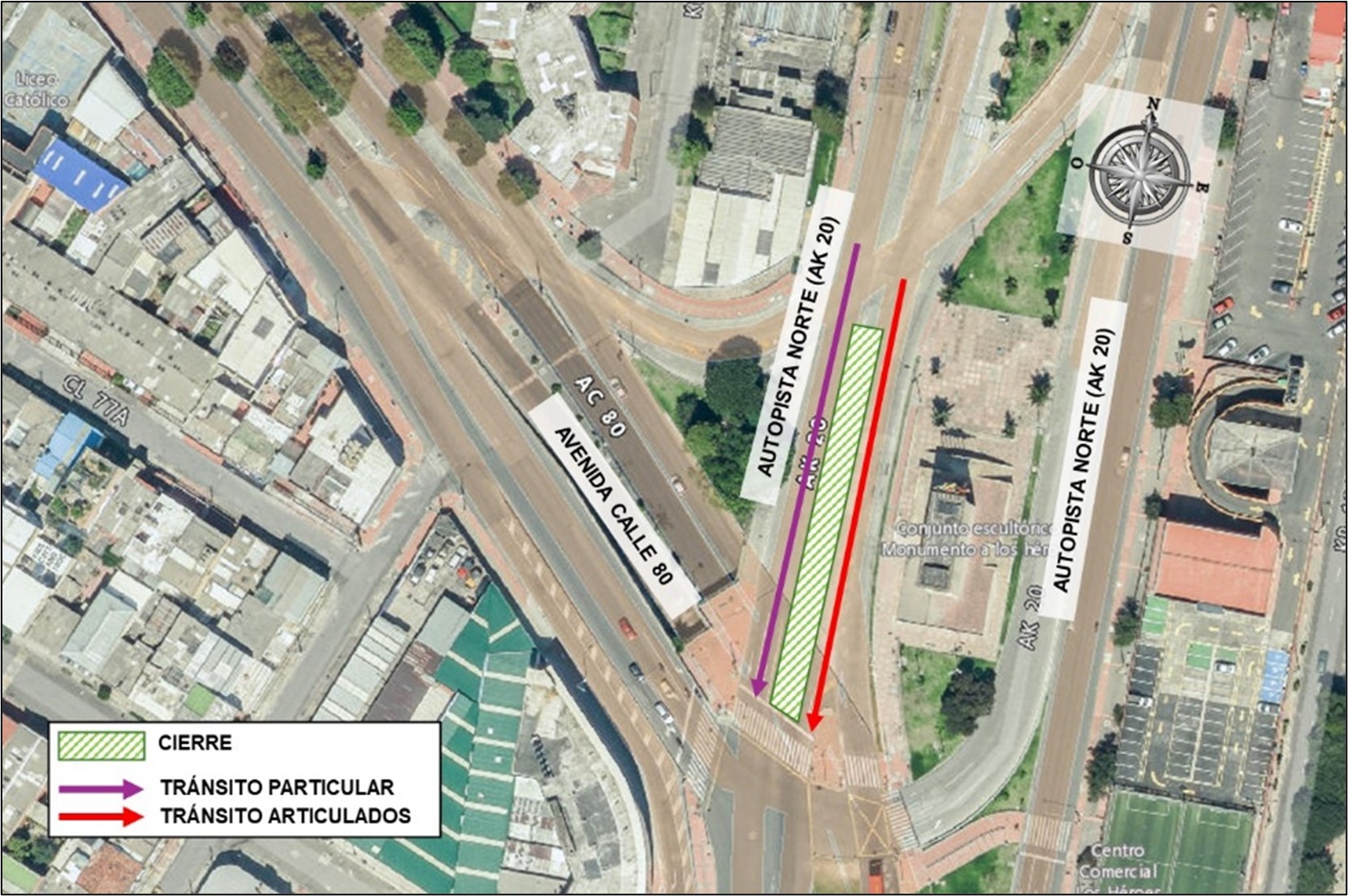 Desvío para carros particulares que transiten por el corredor.
