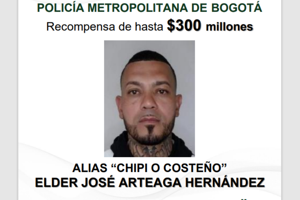 Elder José Arteaga, alias "Costeño" o "Chipi", es señalado de haber planeado la logística del atentado en contra del senador Migue Uribe Turbay.