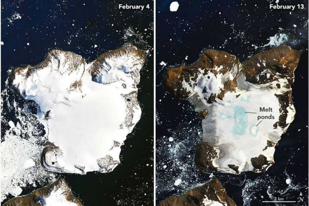 En solo nueve días se derritió el 20% de la nieve de una isla de Antártida