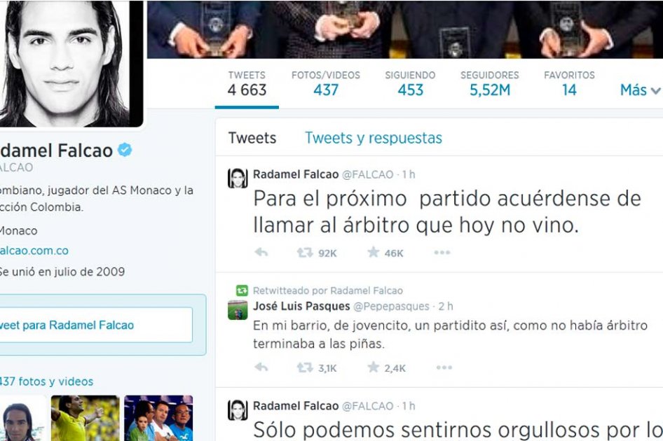 Falcao: «Para el próximo partido acuérdense de llamar al árbitro hoy no vino»