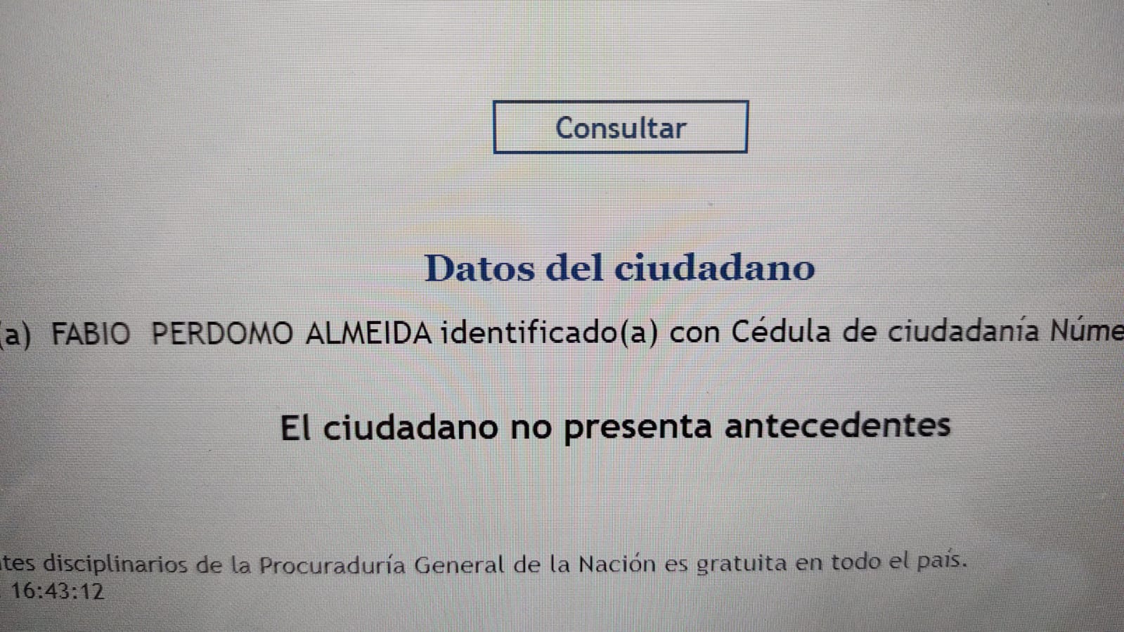 Prueba sobre proceso en la Procuraduría.