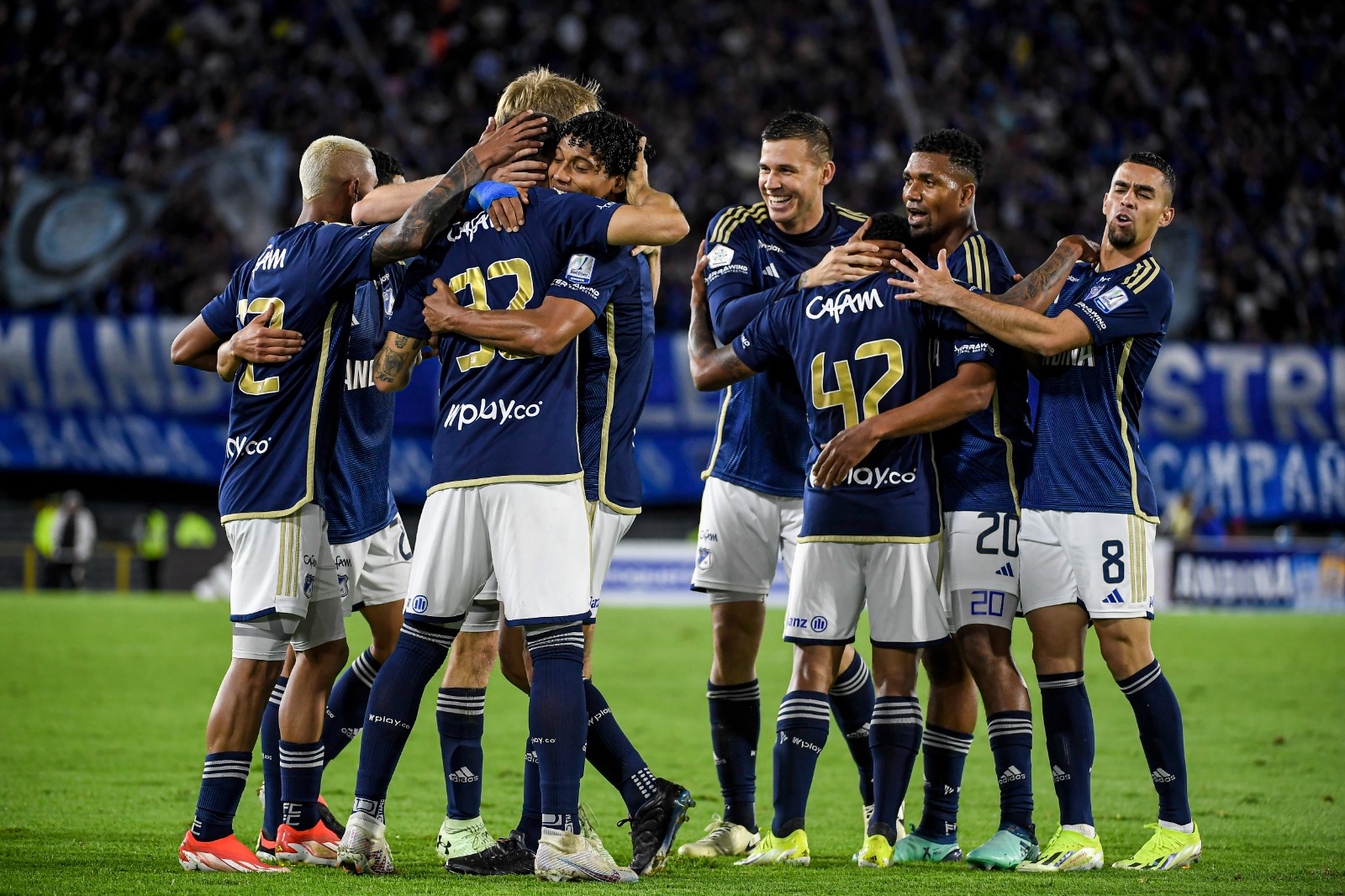 Así celebraron los jugadores de Millonarios su triunfo.