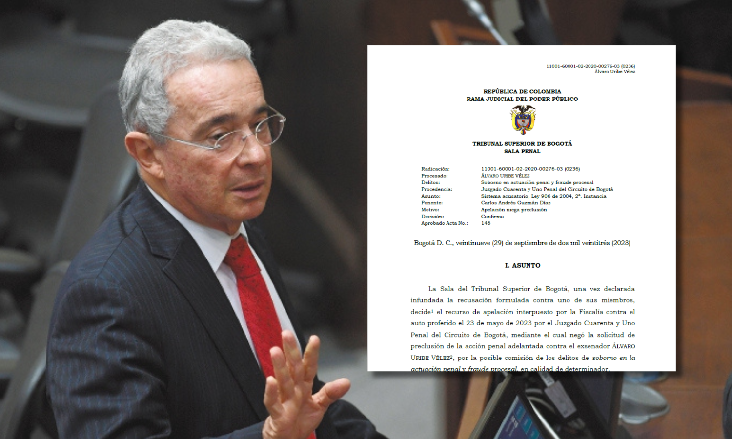 Caso Uribe: este es el fallo del Tribunal de Bogotá que dejó vivo el expediente