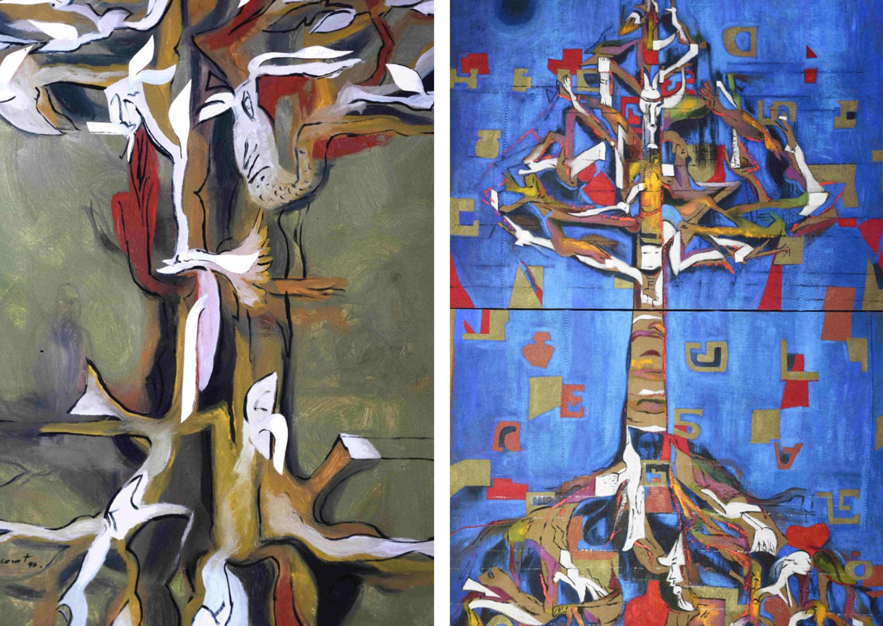 Pinturas de Miguel Betancourt. Nacido en Quito, Ecuador, 1958. Los temas centrales de su trabajo son los paisajes ecuatorianos, los Andes, los árboles y la arquitectura.