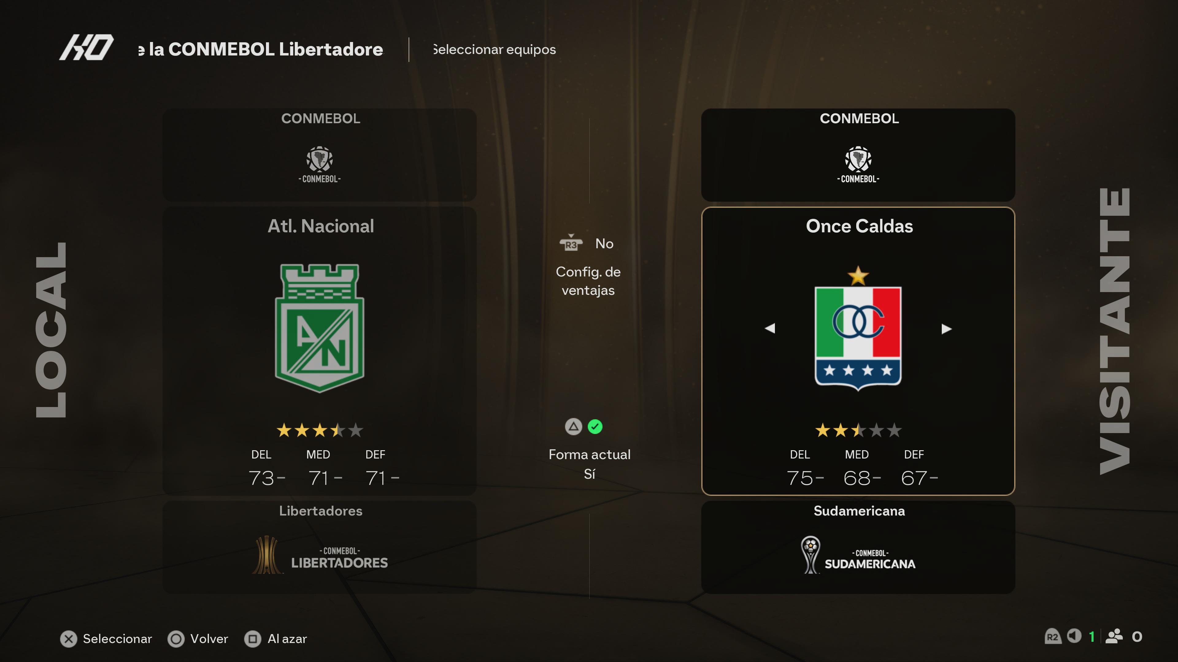 Menú de elección de equipos de Copa Libertadores en el EA Sports FC 26.