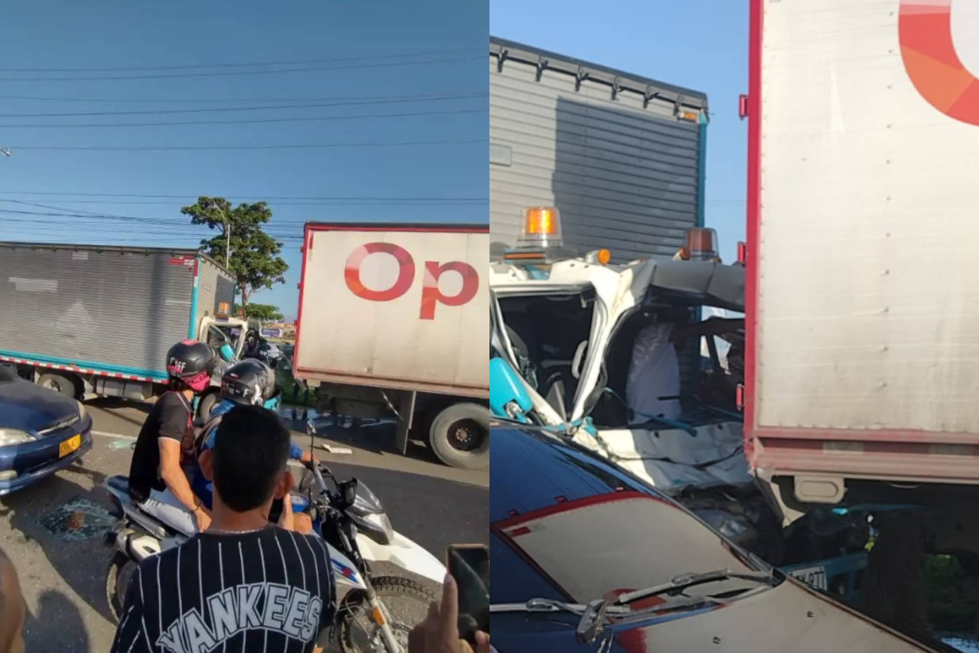 Fuerte choque entre dos furgones en la vía Galapa-Barranquilla dejó tres heridos