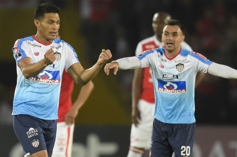 Teófilo Gutiérrez marcó el primer gol en el triunfo de Júnior frente a Santa Fe.  / AFP