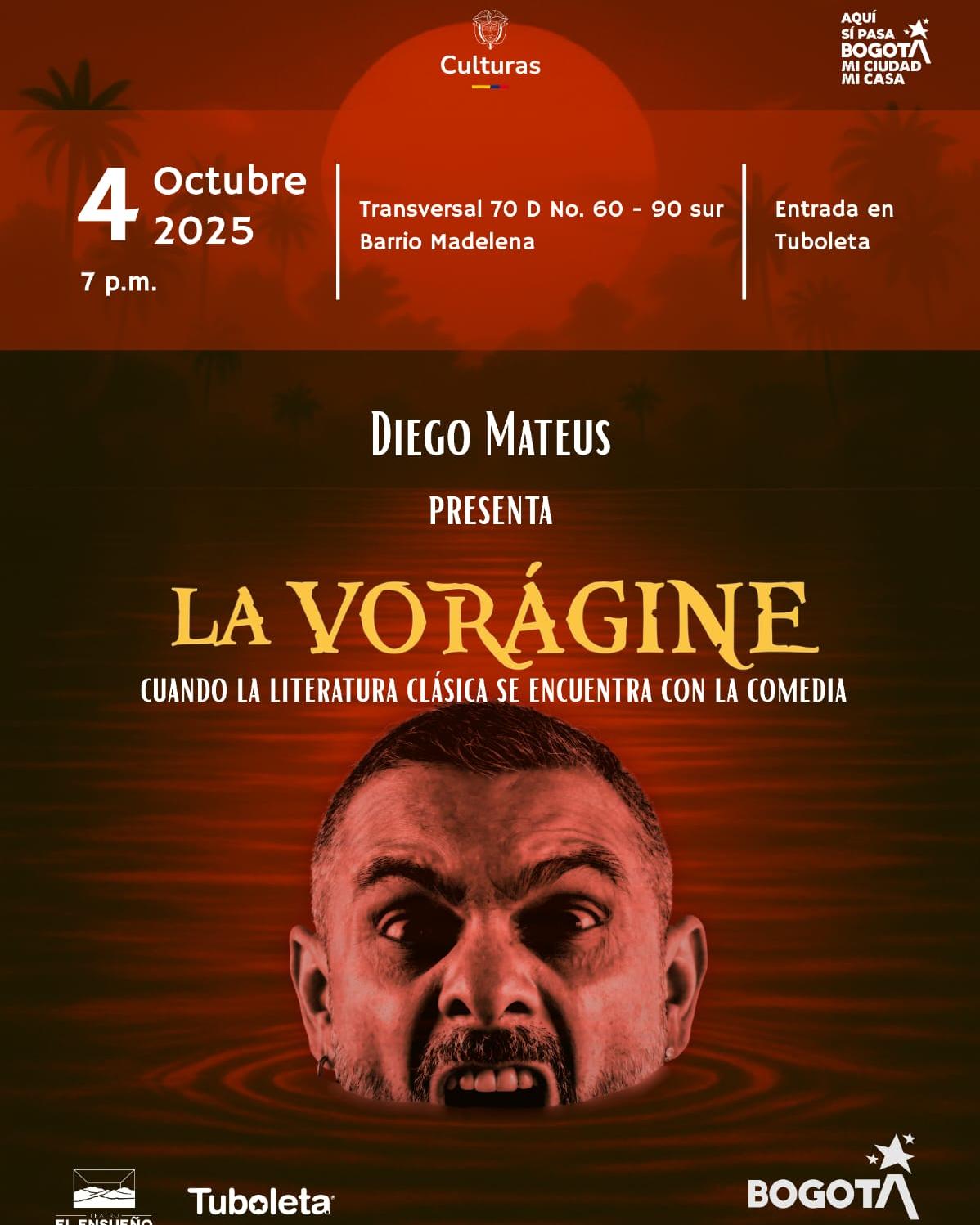 Diego Mateus lleva “La vorágine” al escenario del Teatro El Ensueño