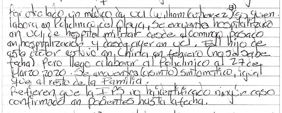 Decir a la opinión pública que el hijo de Gutiérrez se contagió y propagó el virus en su familia es complejo, ya que, por respeto a la privacidad de él y su familia, la Secretaría Distrital de Salud no hace públicos estos datos.