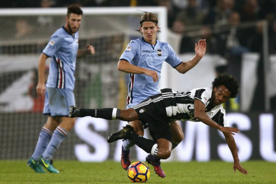 Juventus, con Cuadrado de titular, venció a Sampdoria, con Muriel desde el minuto 61