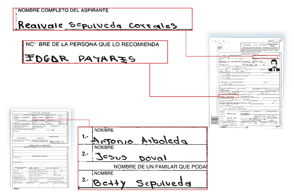 La hoja de vida del paramilitar Realvale Sepúlveda Corrales demuestra que fue recomendado por Edgar Payares Berrío.