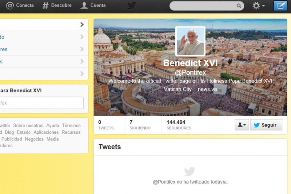 Sin ningún tuit publicado el Papa ya tiene más de 140 mil seguidores