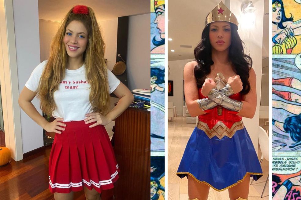 La cantante de ‘Monotonía’ y ex de Gerard Piqué se disfrazó de porrista para apoyar a sus dos hijos y luego de La Mujer Maravilla