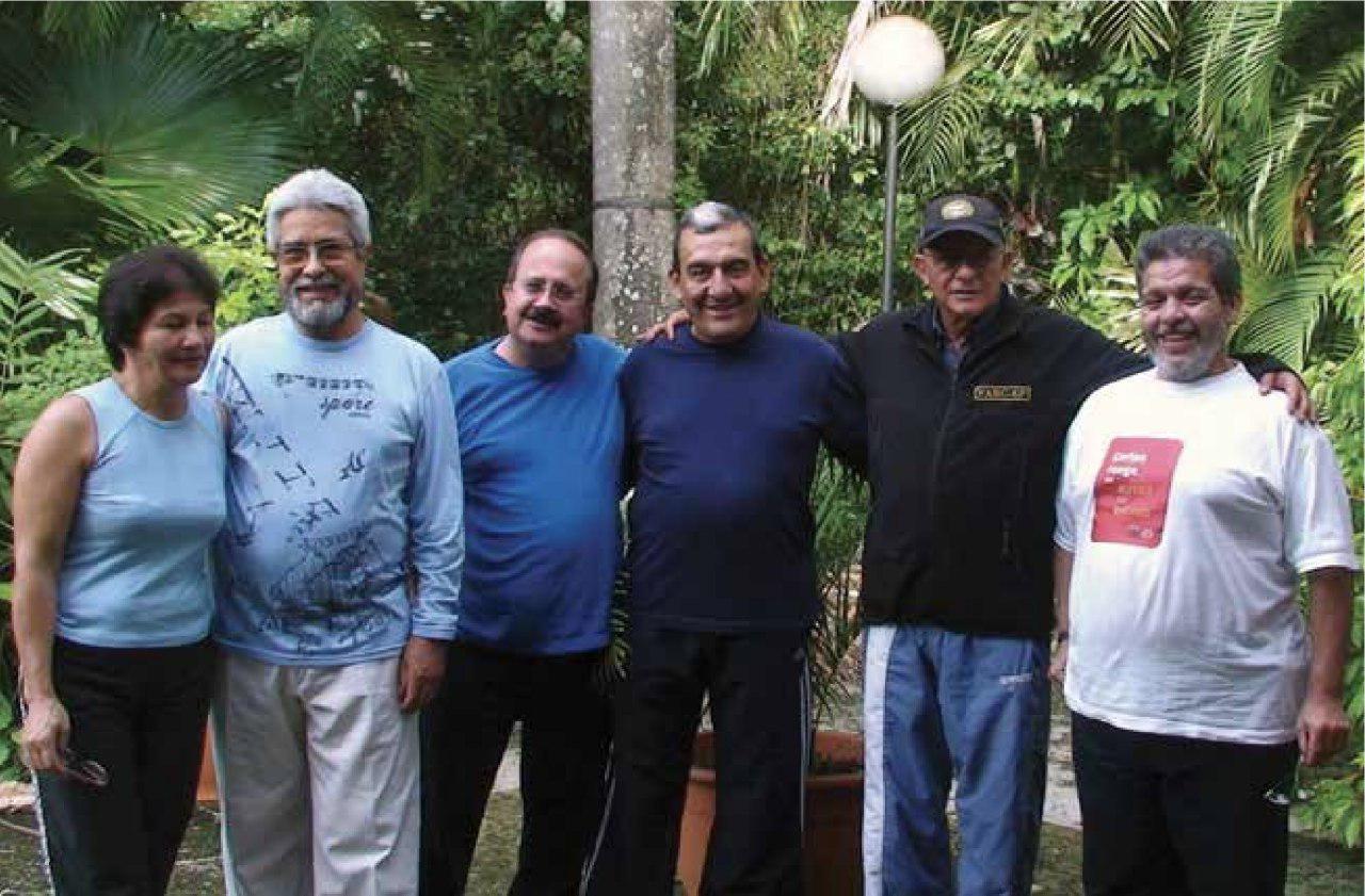 Delegación de las Farc que viajó a La Habana al primer encuentro exploratorio. Allí estuvieron Mauricio Jaramillo, Rodrigo Granda y Andrés París, como plenipotenciarios, y los delegados Marco León Calarcá y Sandra Ramírez. 