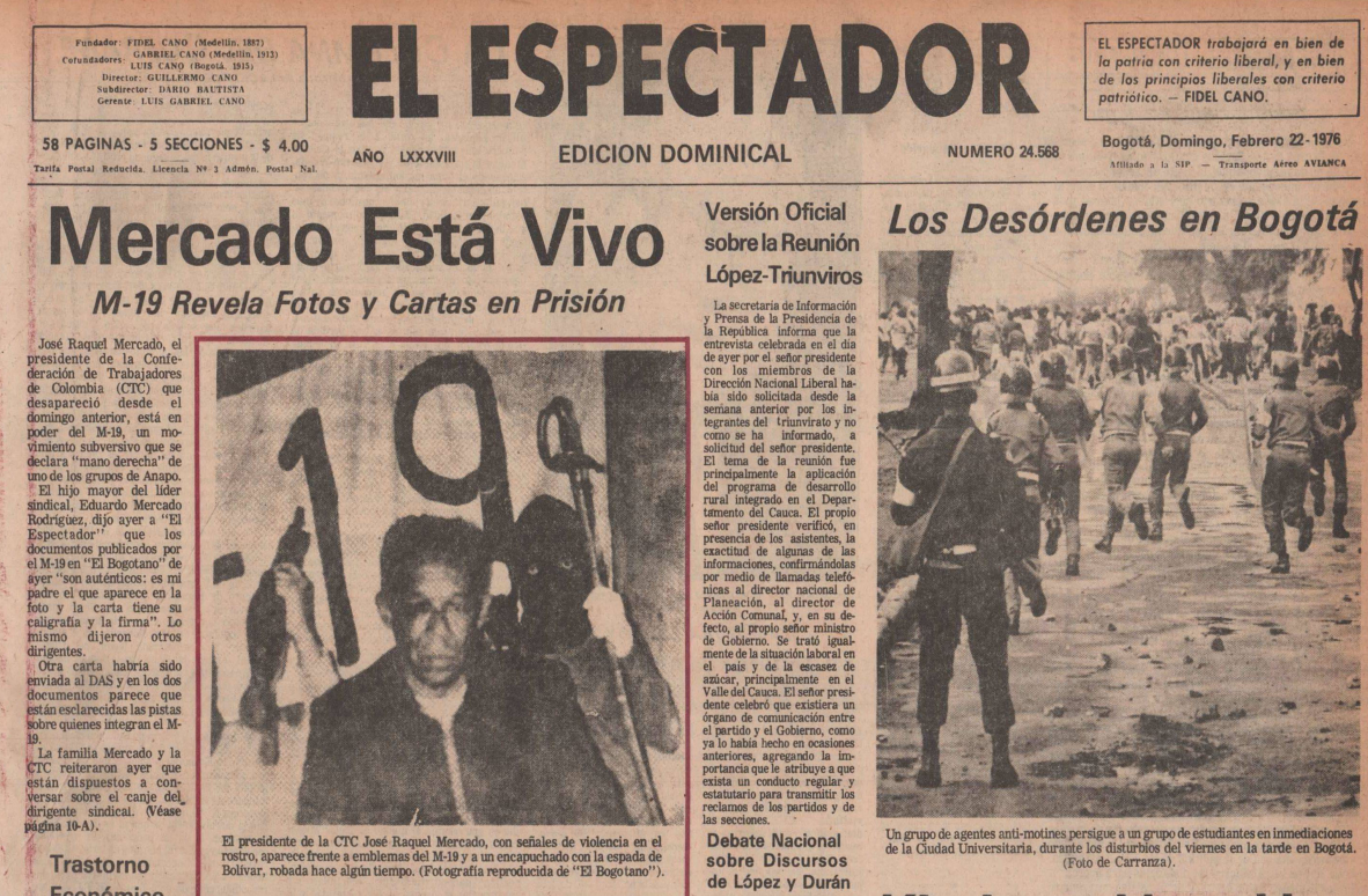 El secuestro y posterior asesinato del líder sindical José Raquel Mercado en 1976 fue un punto de quiebre entre los ideales de la guerrilla del M-19.