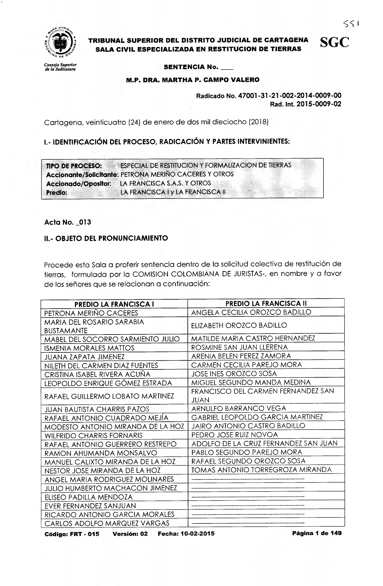 Foto: Unidad de Restitucion de Tierras.