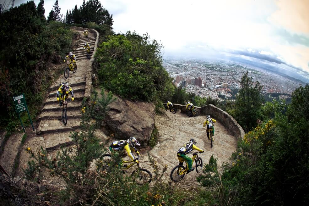 La carrera desde el cerro de Monserrate tiene el recórd mundial Guinness de ser la pista de bicilcetas con más escaleras. / Cortesía