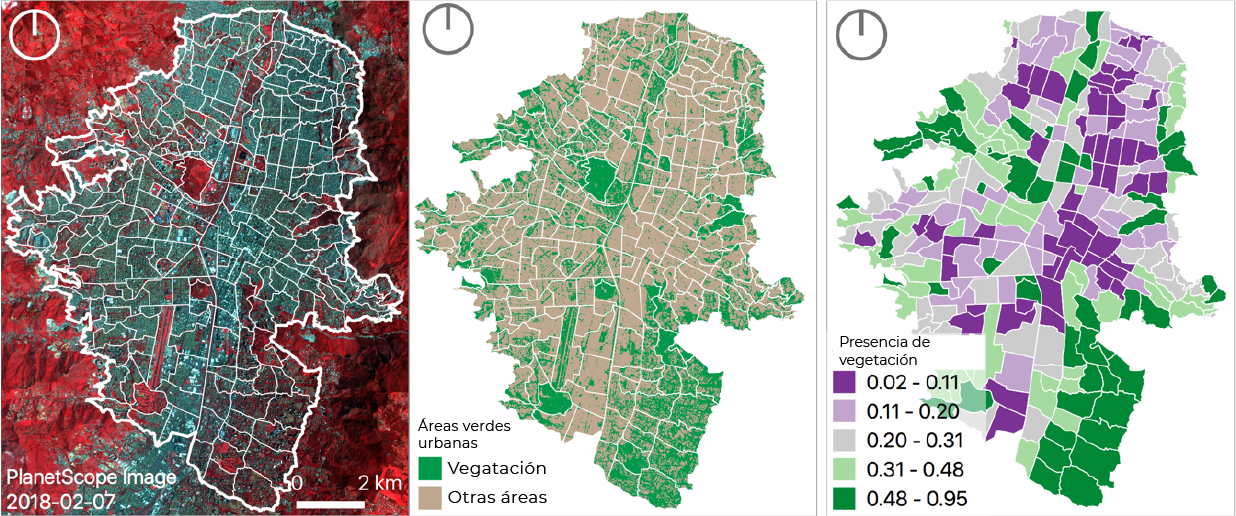 Similar es la situación en Cali, en Medellín también existen diferencias en la disponibilidad de espacios verdes en toda la ciudad