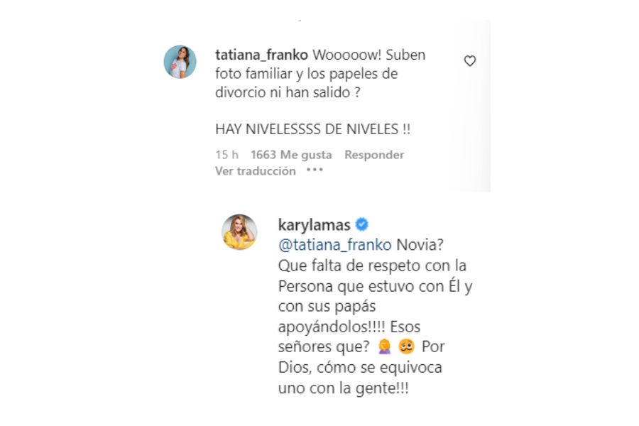 Comentarios Ana Karina Soto y Tatiana Franko en la foto familiar de la nueva novia de Matías Mier.