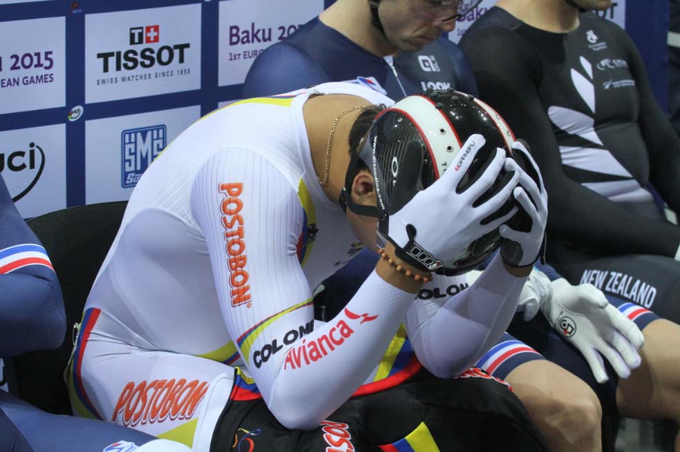 Fabián Puerta y una triste eliminación en la prueba del keirin