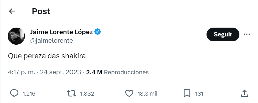 Jaime Lorente, de ‘La casa de Papel’, cargó contra Shakira: “Qué pereza das”