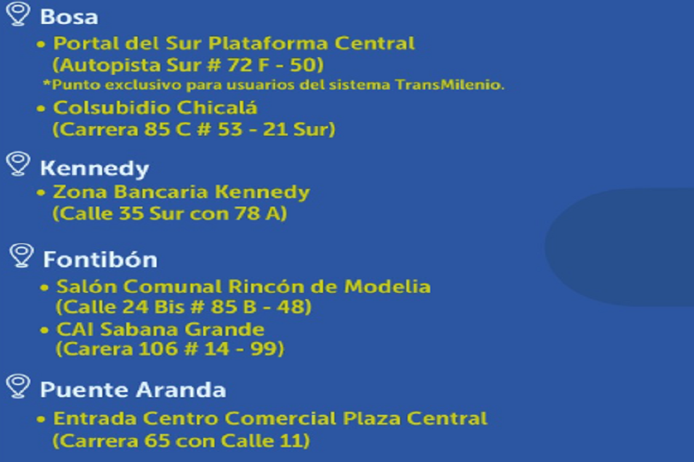 Puntos prueba covid-19 este miércoles en Bogotá